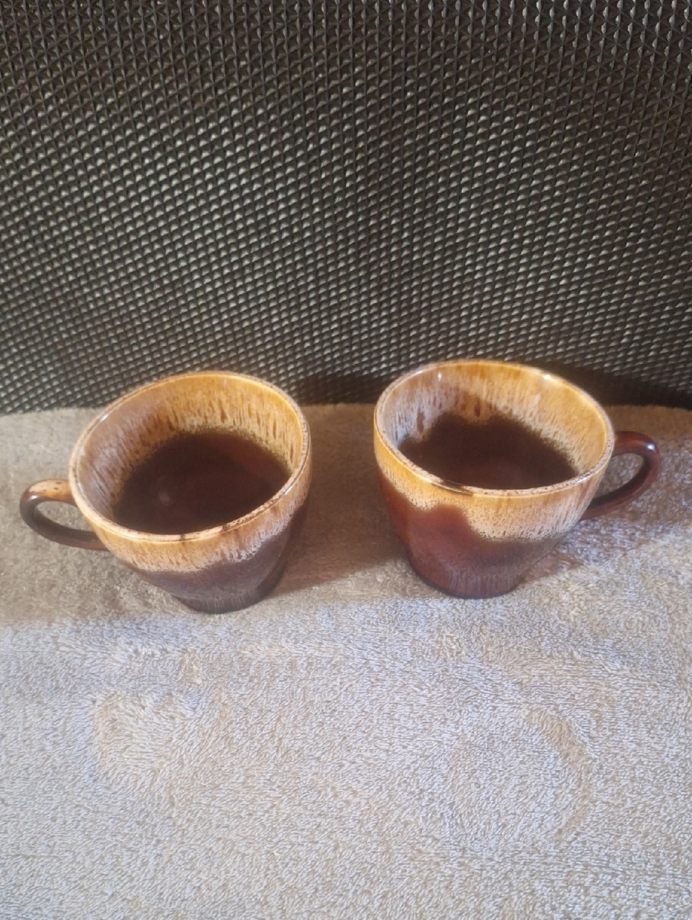 Vintage Brown Drip Glaze Ceramic Coffee Cups - Set of 2 - Picture 5 of 5